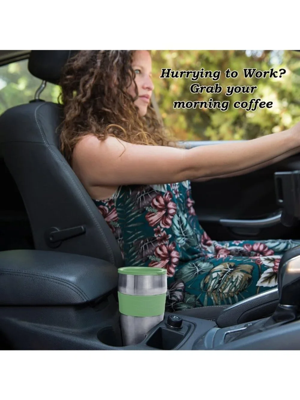Single Serve Coffee Maker with 14oz Travel Mug - Compact & Portable Green Design